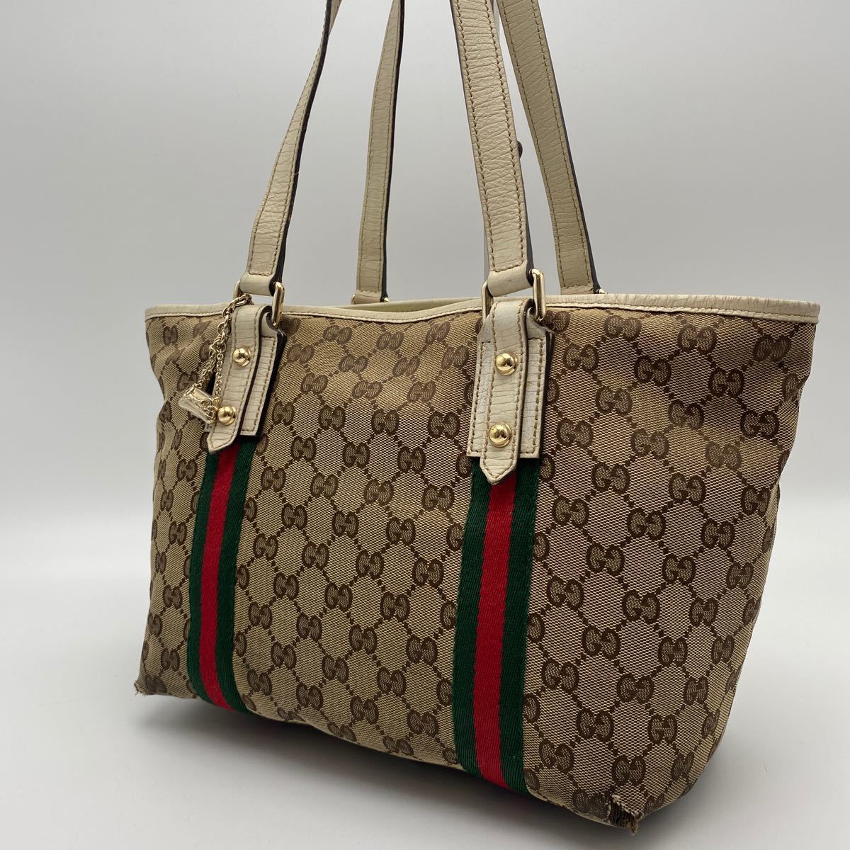 大割引 GUCCI グッチ GGキャンバス トートバッグ シェリーライン