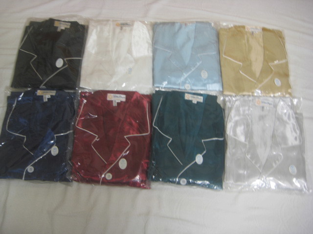 色とサイズが選べる　男性用タイシルクパジャマ 　( 白Ｌ、金Ｍは完売　）その他はあります。_黒、紺、白、赤、水色、緑、金、銀。