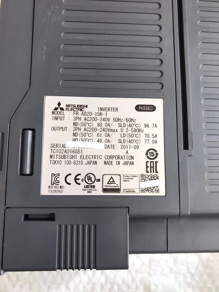 中古美品三菱電機 MITSUBISHI インバーター FR-A820-15K-1動作保証 [インボイス発行事業者] 　A-1