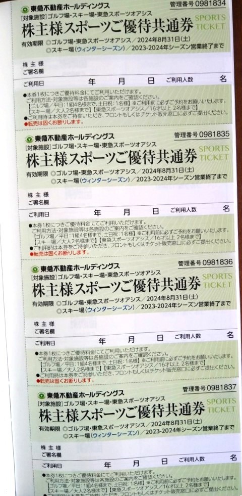 ★最新　東急不動産株主優待券（１０００株用）　ネコポス送料無料_画像6