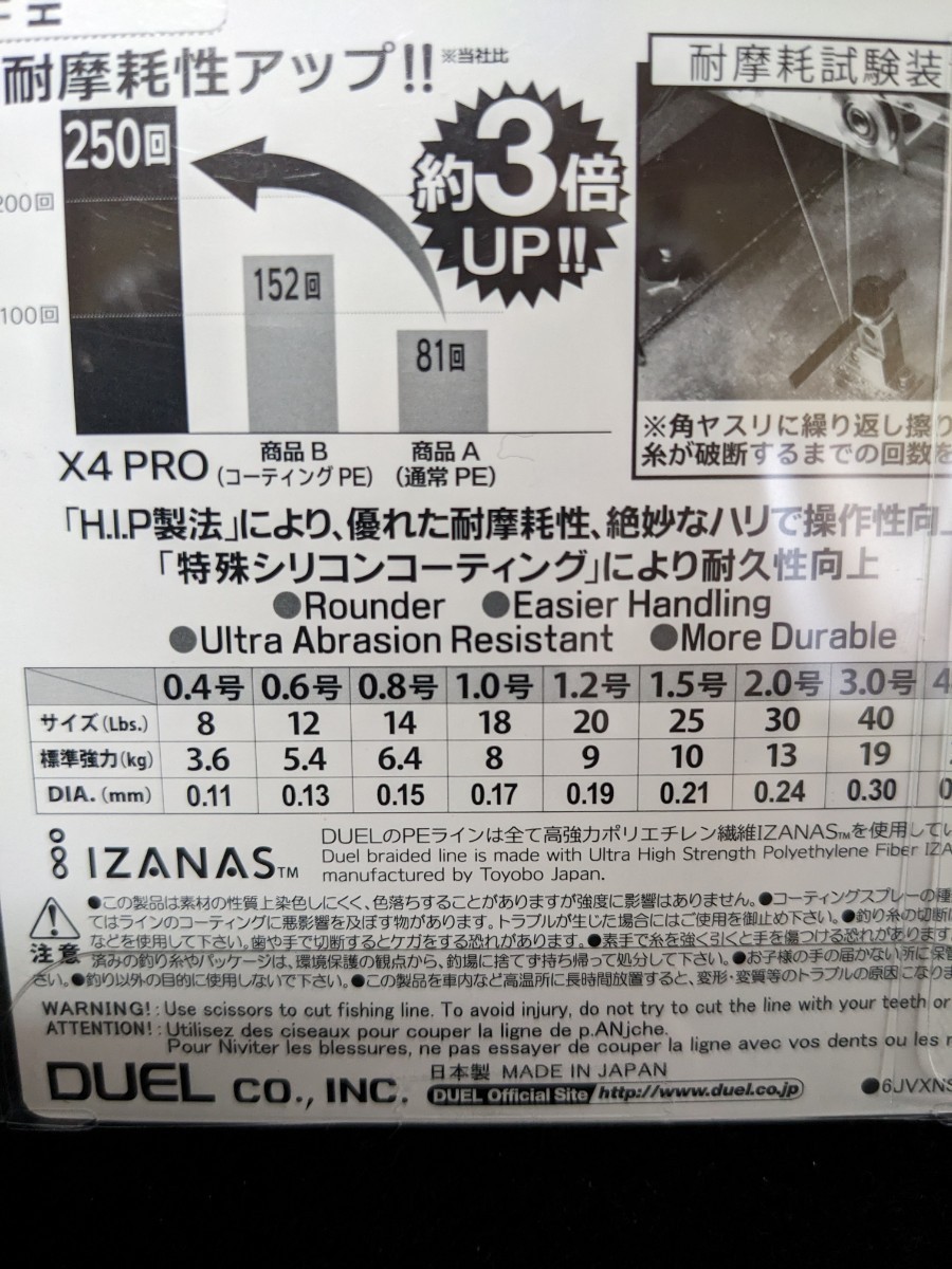 　デュエル【ハードコア X4 PRO　1.0号　150m　イエロー】ＤＵＥＬ　２箱