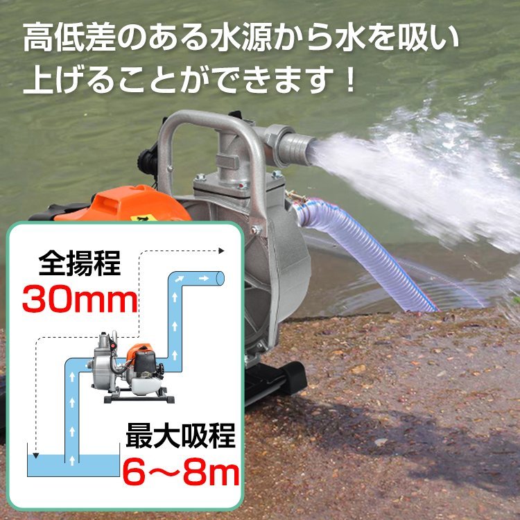 1円 エンジンポンプ 1.5インチ 2サイクル 40mm 灌漑 かん水 水やり 給水 排水 灌水 潅水 水汲み 吸水 吐水 水害 2ストローク 農業用 sg036_画像9