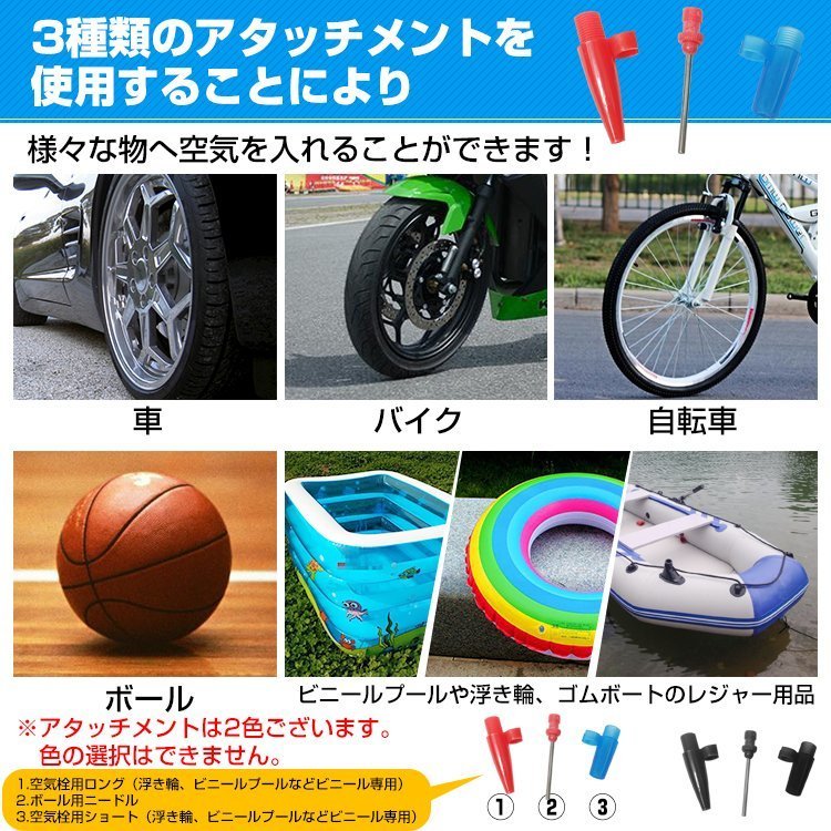 送料無料 エアー コンプレッサー 12V 静音 車 電動 空気入れ シガーソケット タイヤ 空気圧 バイク 自転車 ゴムボート ボール カー用品e008_画像3