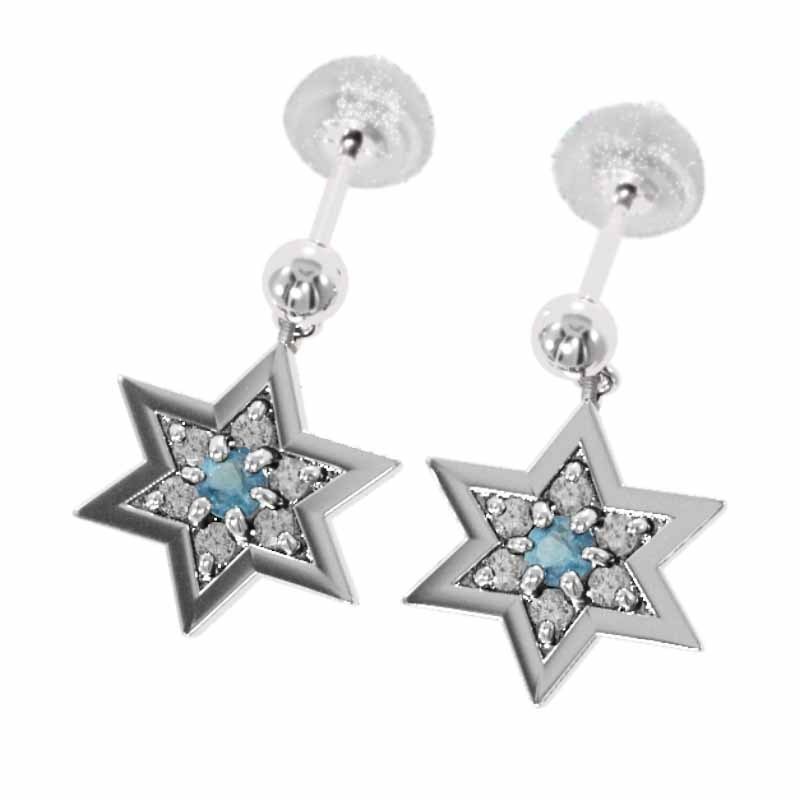 新しいブランド ペアピアス 六芒星 ブルートパーズ 天然ダイヤモンド プラチナ トパーズ