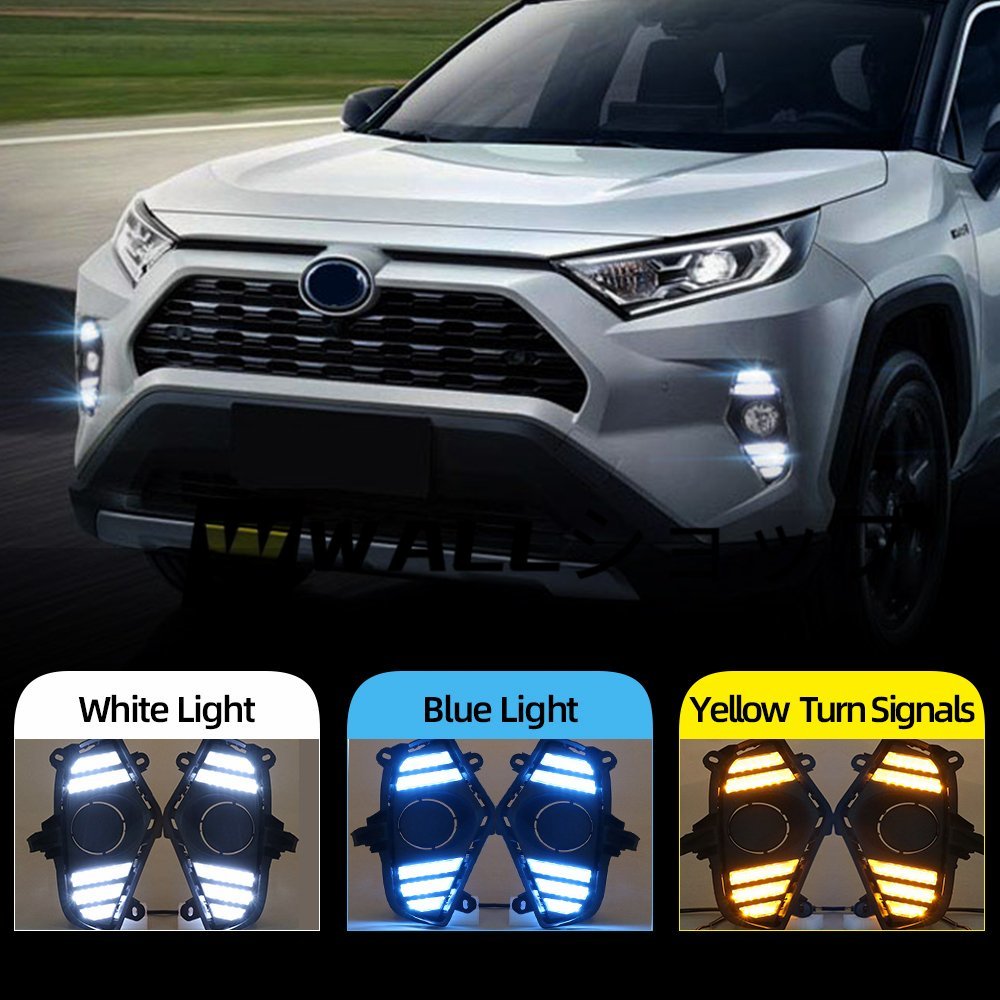 RAV4★2019 2020カー点滅 2個 LED デイタイムランニングライト防水流量黄色ターンシ_画像1