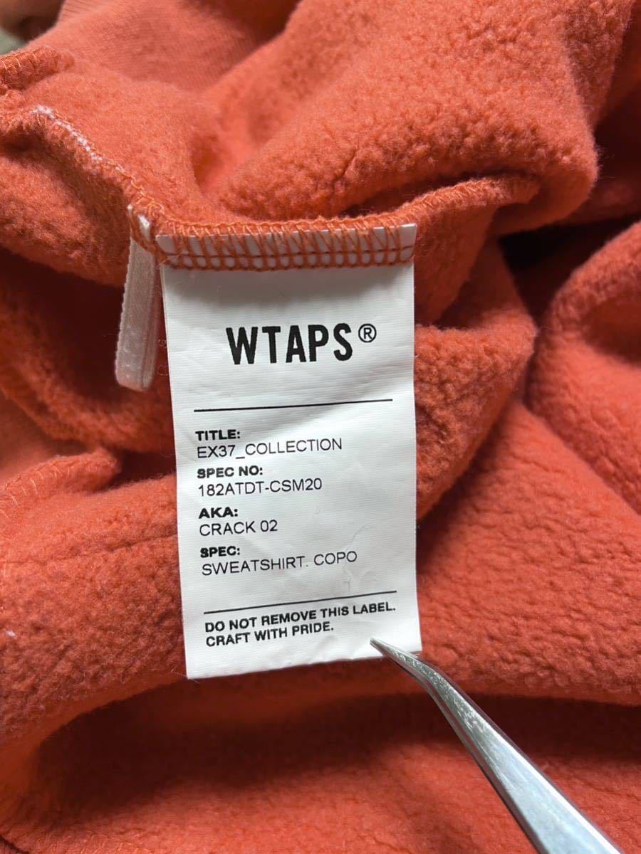 WTAPS プルオーバーパーカー　CRACK 02 2018AW/182ATDT-CSM20 SWEATSHIRT.COPO/SIZE X 01 (S)/オレンジ_画像8