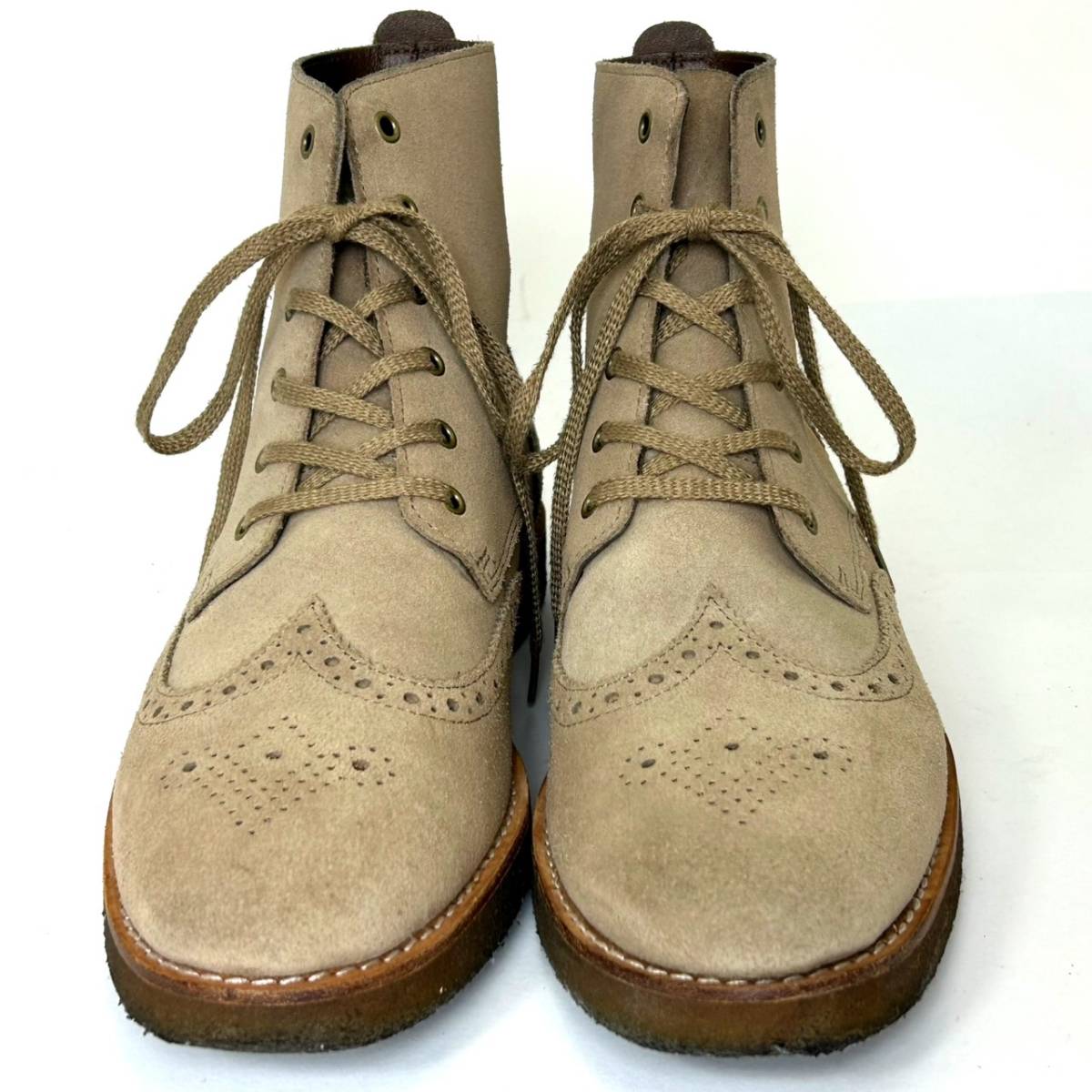 即決 Clarks クラークス メンズ UK8.5G 26.5cm程度 スエード 本革 レザー ウイングチップ ブーツ ベージュ カジュアルシューズ 革靴 中古の画像4