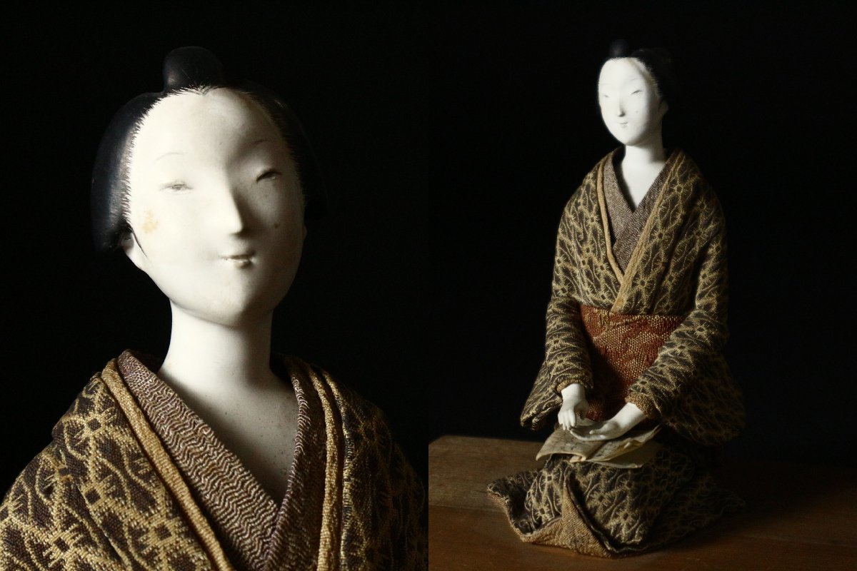 堀柳女や野口園生を彷彿とさせる表情人形 日本人形 本を読む娘 堀柳女や野口園生を彷彿とさせる表情人形 日本人形 本を読む娘