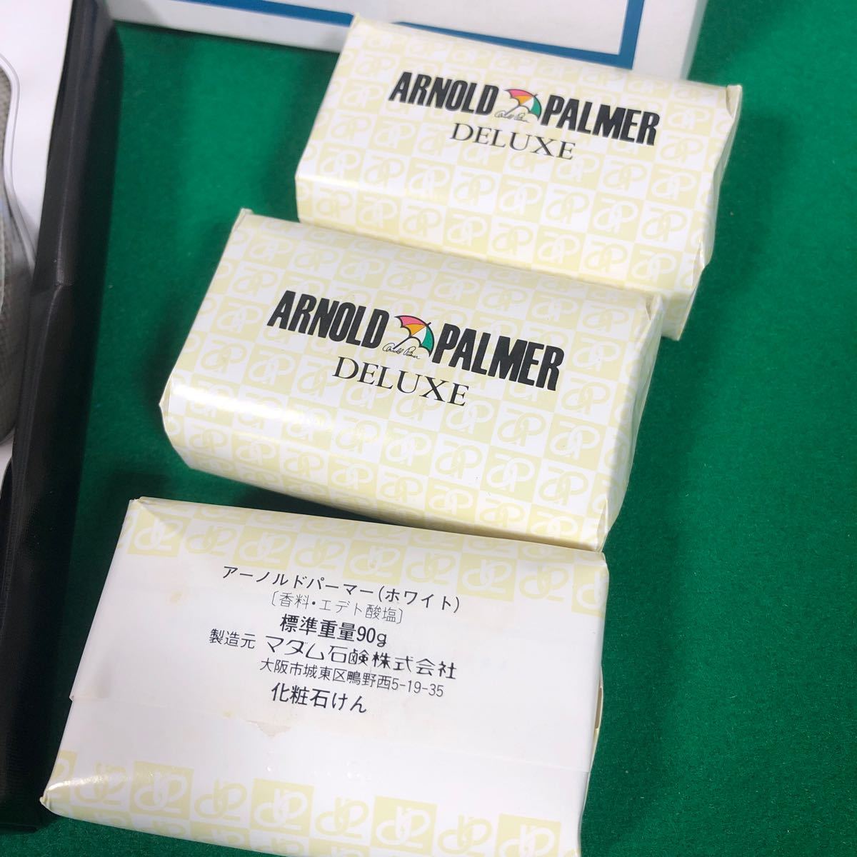 [ unused goods ]ARNOLDPALMER handkerchie 2 pieces set solid soap cotton 100% Arnold Palmer soap Logo embroidery GIFT gift present 