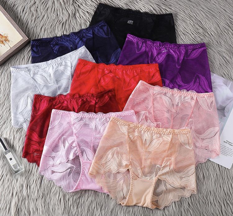  new goods L5 pieces set total race anti-bacterial . cotton floral print ventilation transparent sexy box hip hang shorts beautiful . underwear beige navy black pink purple free shipping 