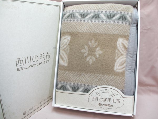  Osaka west river cashmere . original wool blanket 140×200li bird G beige unused goods 