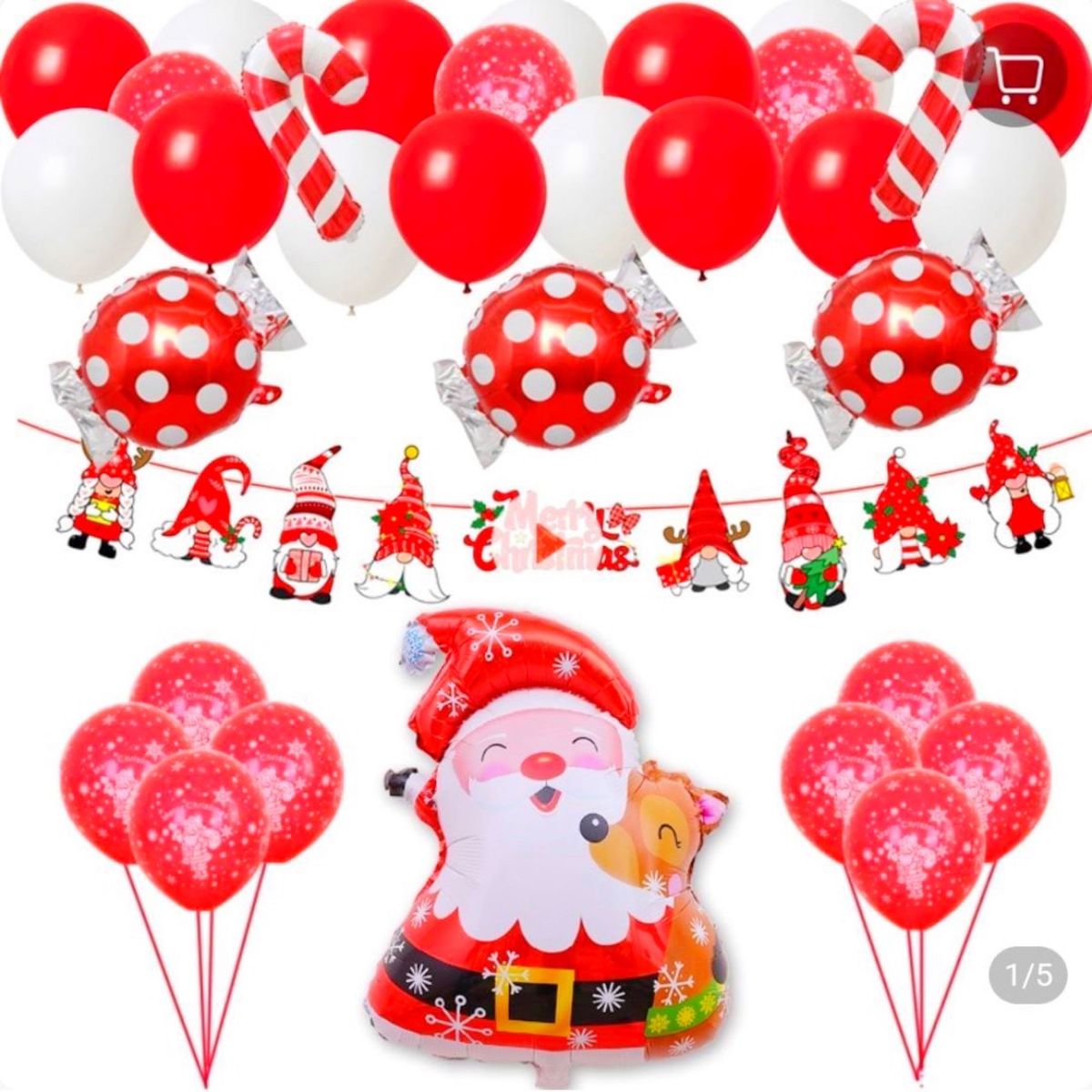 クリスマス バルーン パーティ サンタ 風船 ガーランド キャンディ 赤 白 サンタクロース レッド 飾り付け