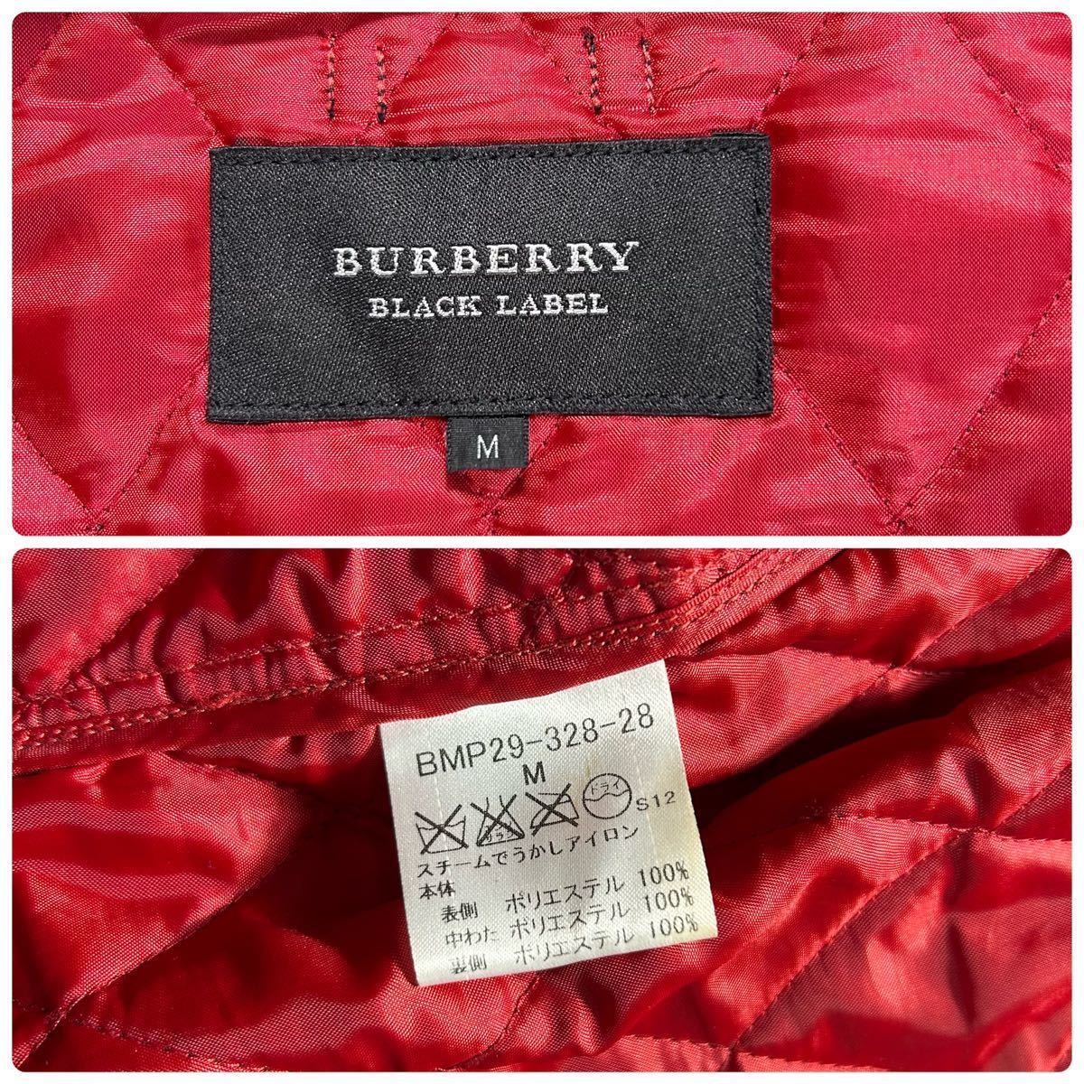 美品【裏地レッド】BURBERY BLACK LABEL バーバリーブラックレーベル　キルティングジャケット　ブラック　黒　リブ　ダウンジャケット_画像8