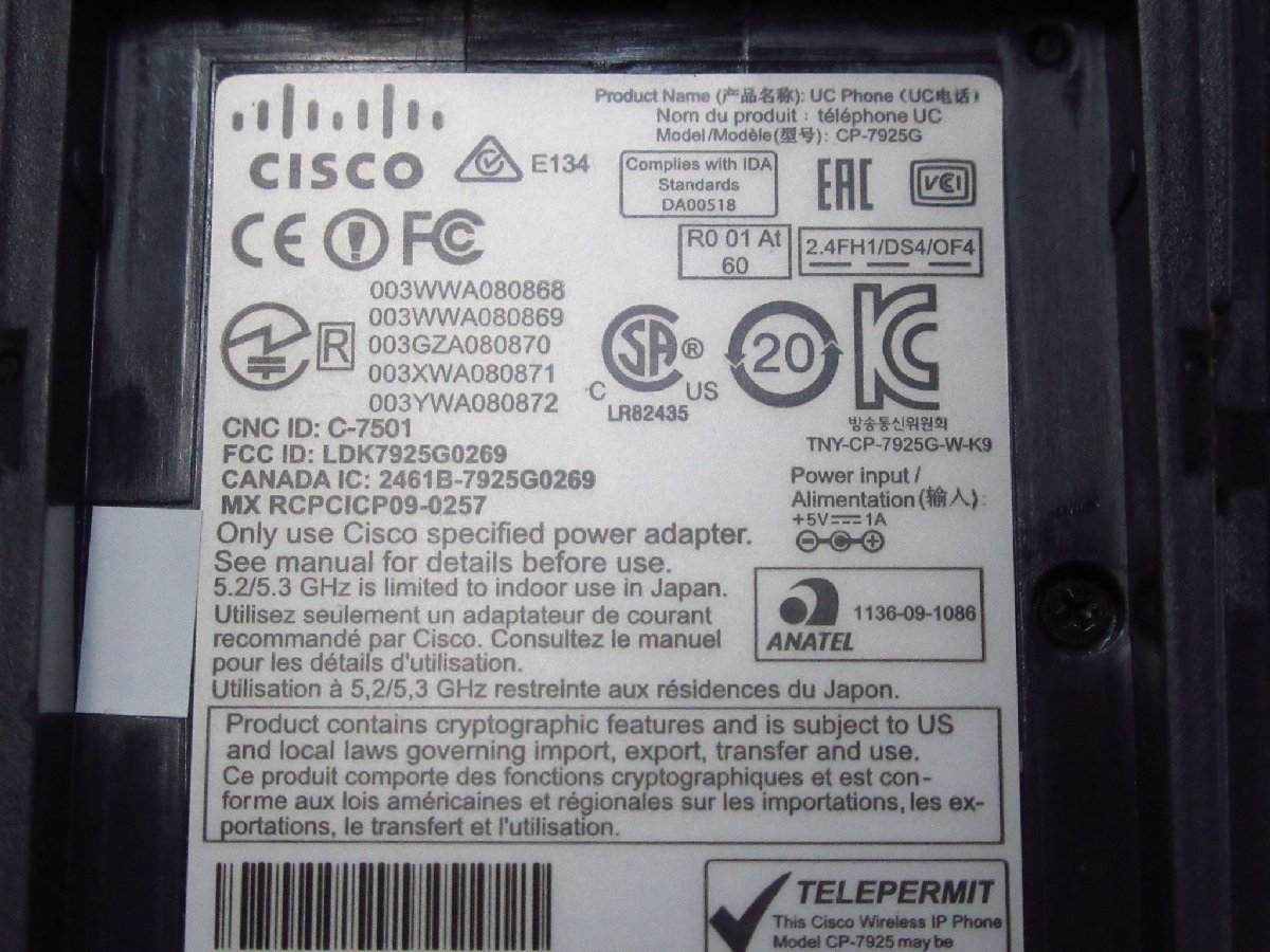 Ω XI1 6701 保証有 シスコ Cisco CP-7925G-W-K9 Unified Ω XI1 6701 保証有 シスコ Cisco CP-7925G-W-K9 Unified