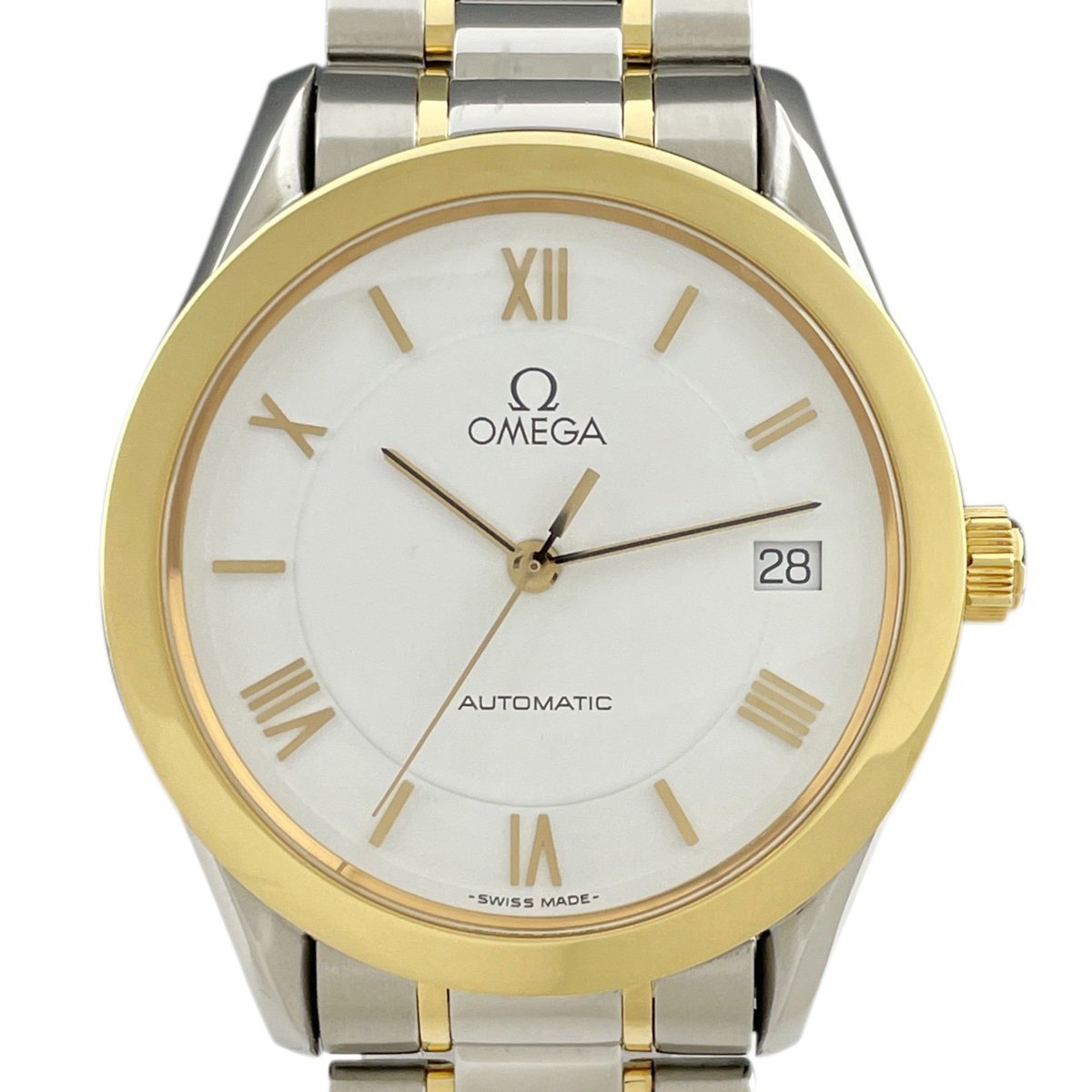 オメガ OMEGA クラシック デイト ローマン 3301.20 腕時計 SS 自動巻き ホワイト メンズ 【中古】
