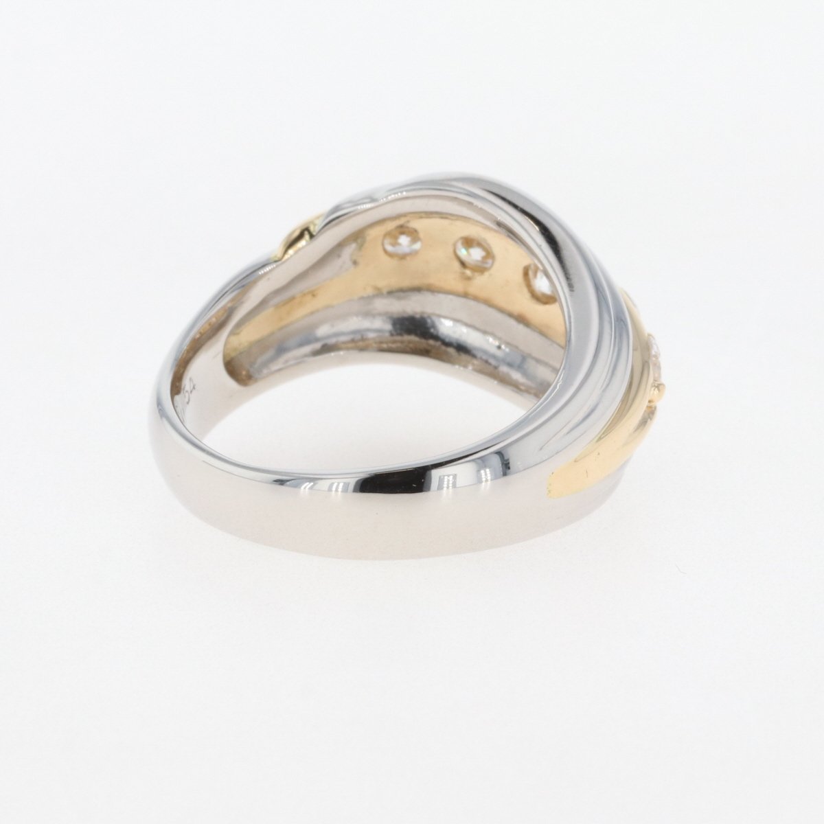 メレダイヤ デザインリング プラチナ 指輪 YG イエローゴールド リング 12号 Pt900 K18 ダイヤモンド レディース 【中古】