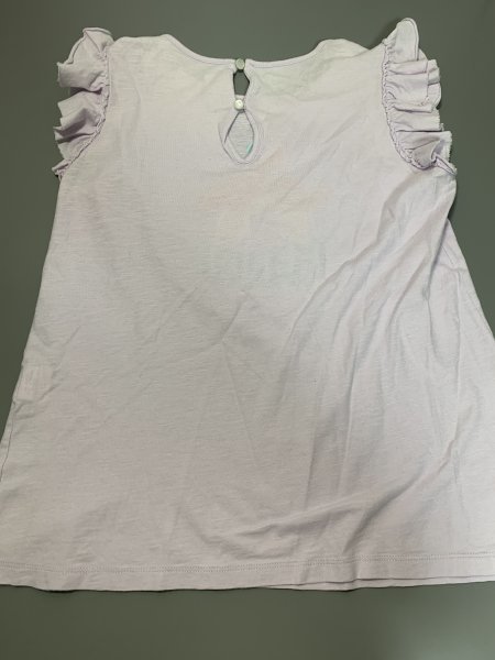 １円〜　FENDI　フェンディ　キッズ　Tシャツ　10A　薄紫　ロゴ　刺繍　フリル　コットン　C1418_画像6