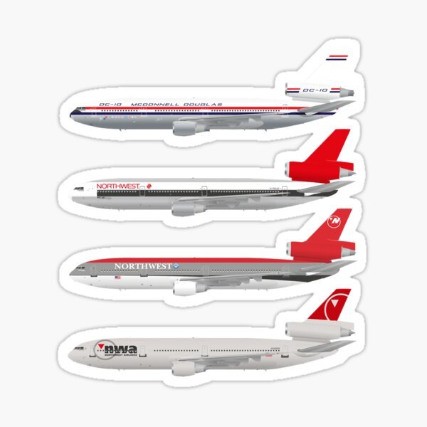 レトロステッカー　DC-10 - Northwest Airlines - Through The Ages Classic_画像1