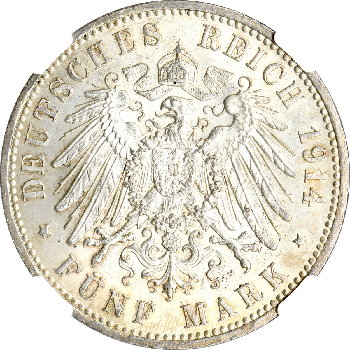 1円〜【日曜日終了】1914A ドイツ 5M銀貨 プロイセン NGC MS63 未使用 世界コイン 古銭 貨幣 硬貨 銀貨 金貨 銅貨【決済期限火曜日】_画像2