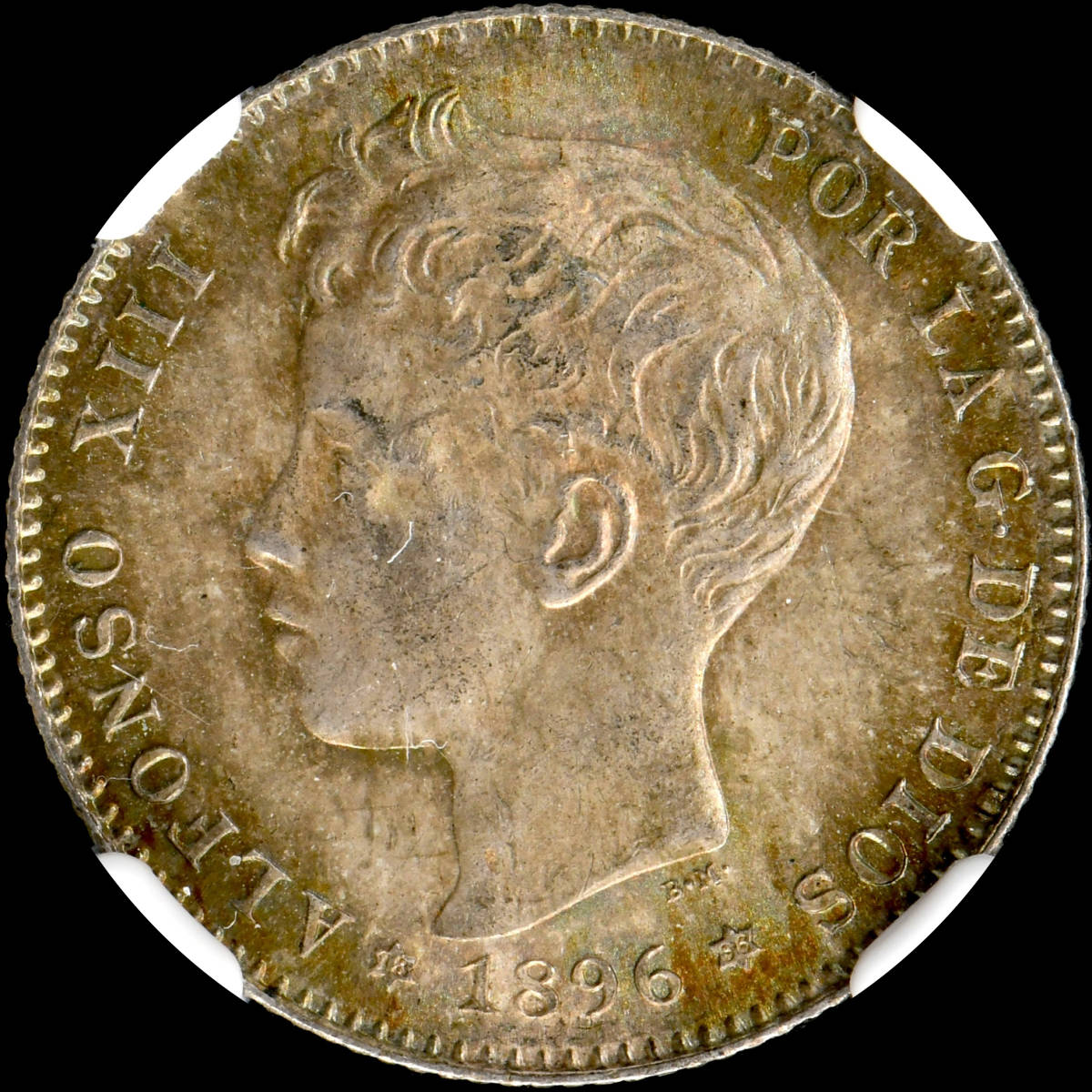 1円〜【NGC MS64 N社準最高鑑定】1896(96) スペイン 1P銀貨 未使用+ 世界コイン 古銭 貨幣 硬貨 銀貨 金貨 ★土曜終了【決済期限火曜日】_画像1