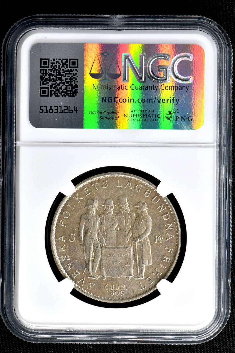 1円〜【NGC MS63】1959 スウェーデン 憲法 5K銀貨 未使用 世界コイン 古銭 貨幣 硬貨 銀貨 金貨 銅貨 ★金曜終了【決済期限火曜日】_画像4