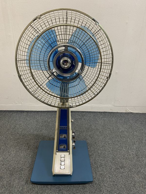 P6036）日立 H-625 30cm 箱付 美品 ブルー 3枚羽根 スライド扇風機 HITACHI 昭和レトロ 当時物の画像2