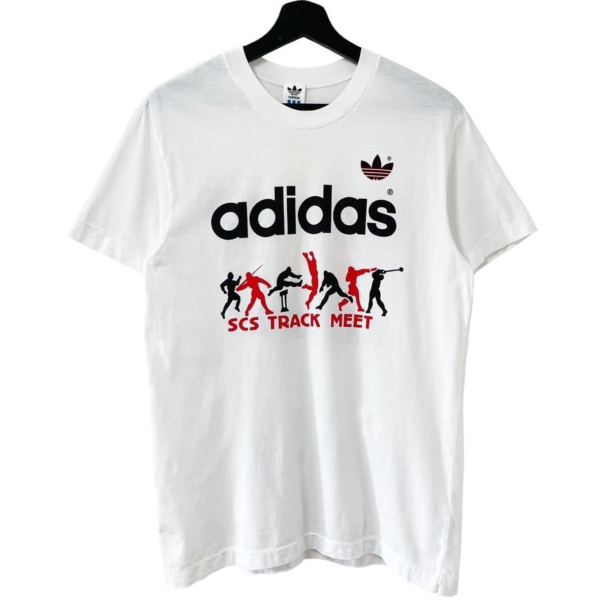 ■激レア■80s 90s adidas レインボー トレフォイル ロゴ Tシャツ L アディダス 陸上 ビンテージ_画像2