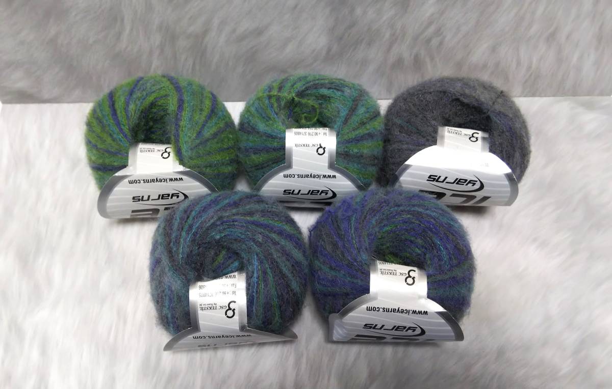 輸入　毛糸　Ice Yarns　カレスベビーアルパカカラー　アルパカ30％　ウール31％　30g×5個セット　グリーン＆ターコイズ　トルコ 海外　②_画像9