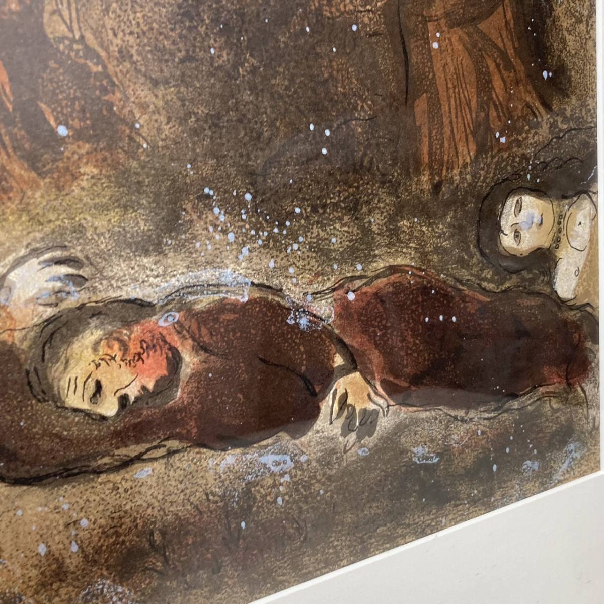TS2真作Marc Chagallマルク シャガールRuth aux pieds de Boozボアズの足にすがるルツ1960聖書のデッサン版画リトグラフ貴重コレクタ芸術_画像6