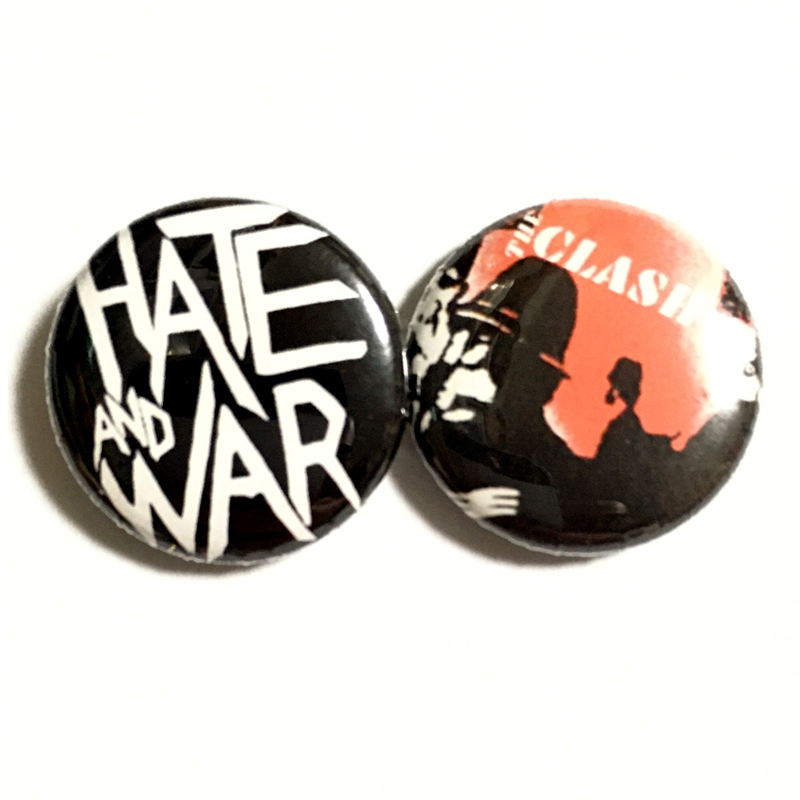 25mm 2個セット 缶バッジ Clash クラッシュ Hate And War Joe Strummer ジョーストラマー パンク Punk_画像1