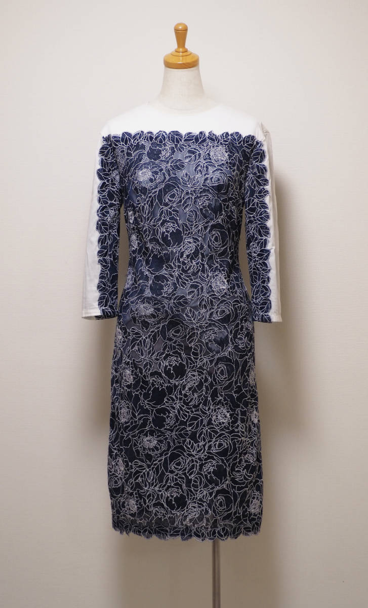 TADASHI SHOJI　タダシショージ　NAVY & IVORY　ワンピース　「６ 」/ １１号程度