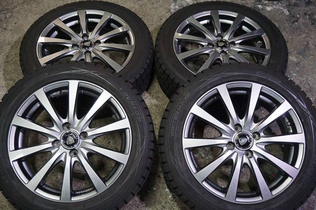 深溝８分～ ダンロップ WM01 185/55R16 ガンメタ系マナレイES 6J +50 PCD100 ヴィッツ ヤリス アクア フィット グレイス スイフト *831id_画像1