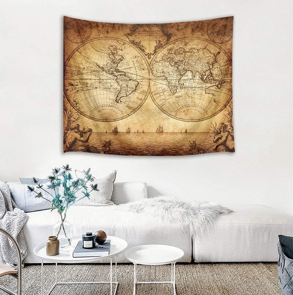 ヴィンテージ風 タペストリー 世界地図 ワールドマップ 壁掛け 壁飾り おしゃれ インテリア ウォールアート モダン 布製150ｘ100cm_画像9