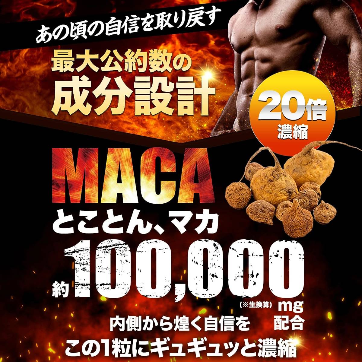 マカ 100,000mg 奮煌王 サプリ 亜鉛 シトルリン アルギニン ペルー産 濃縮有機マカ 厳選133種 60粒_画像4