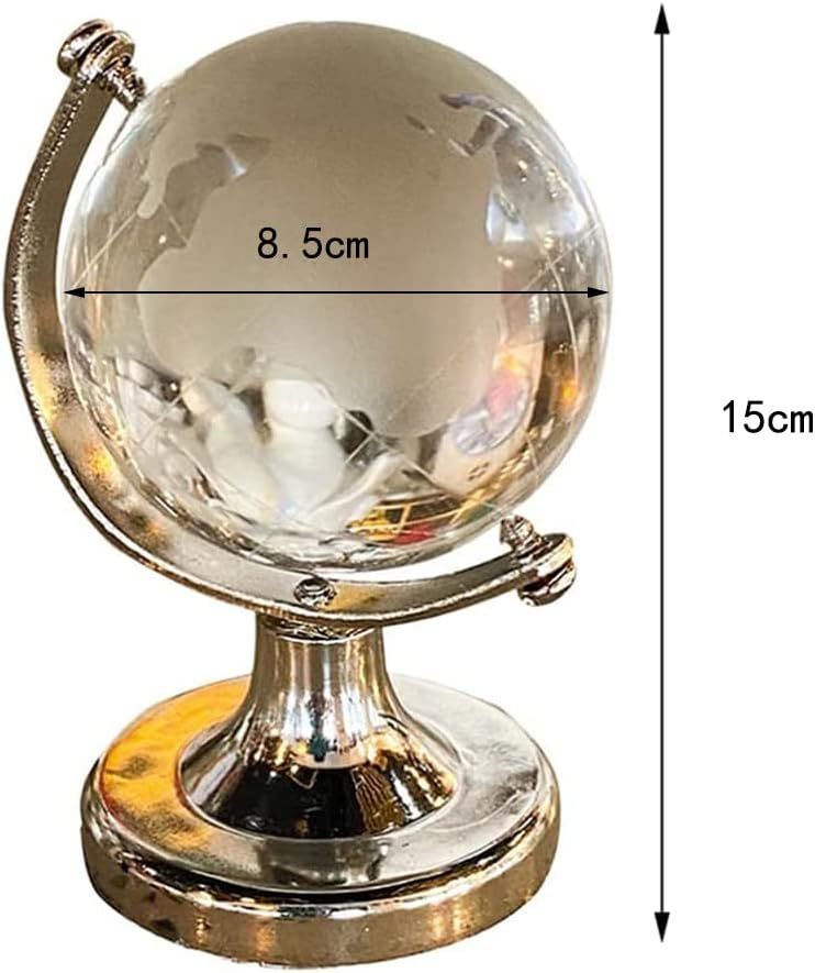 360°回転ミニ地球儀 ガラス 置き物 水晶 飾り物 クリア 工芸品 地球儀 置物 インテリア おしゃれ プレゼント 玄関(1個，球径8.5cm)_画像3