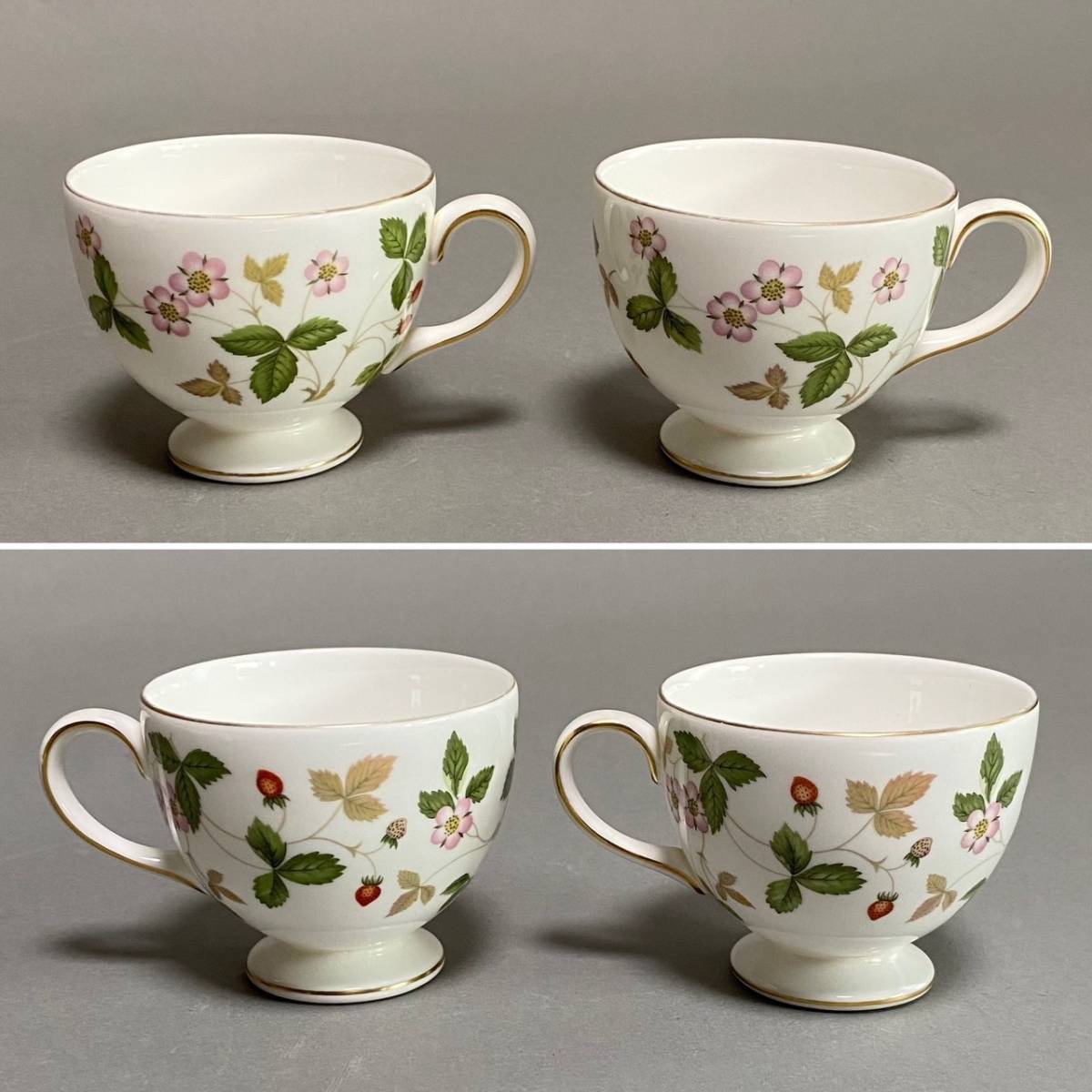 SN134 WEDGWOOD ウエッジウッド WILD STRAWBERRY カップ＆ソーサーx2＋小物入れ＋ケーキ皿x2＋何かの蓋 まとめて (検)ワイルドストロベリー_画像2