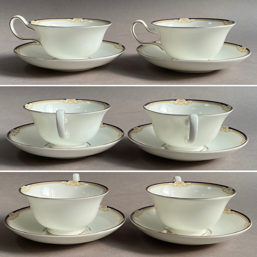 MS545 WEDGWOOD ウエッジウッド CAVENDISH カップ＆ソーサーx2 ティーポット シュガーポット クリーマー ケーキ皿x2 7点セット_画像7