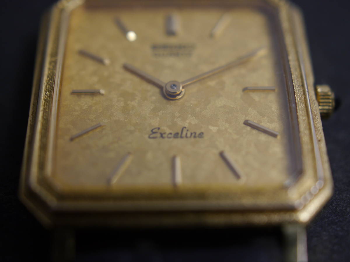  прекрасный товар Seiko SEIKO Exceline EXCELINE кварц 2 стрелки оригинальный ремень 10K 10 золотой 8420-5410 женский женские наручные часы W615 работа товар 
