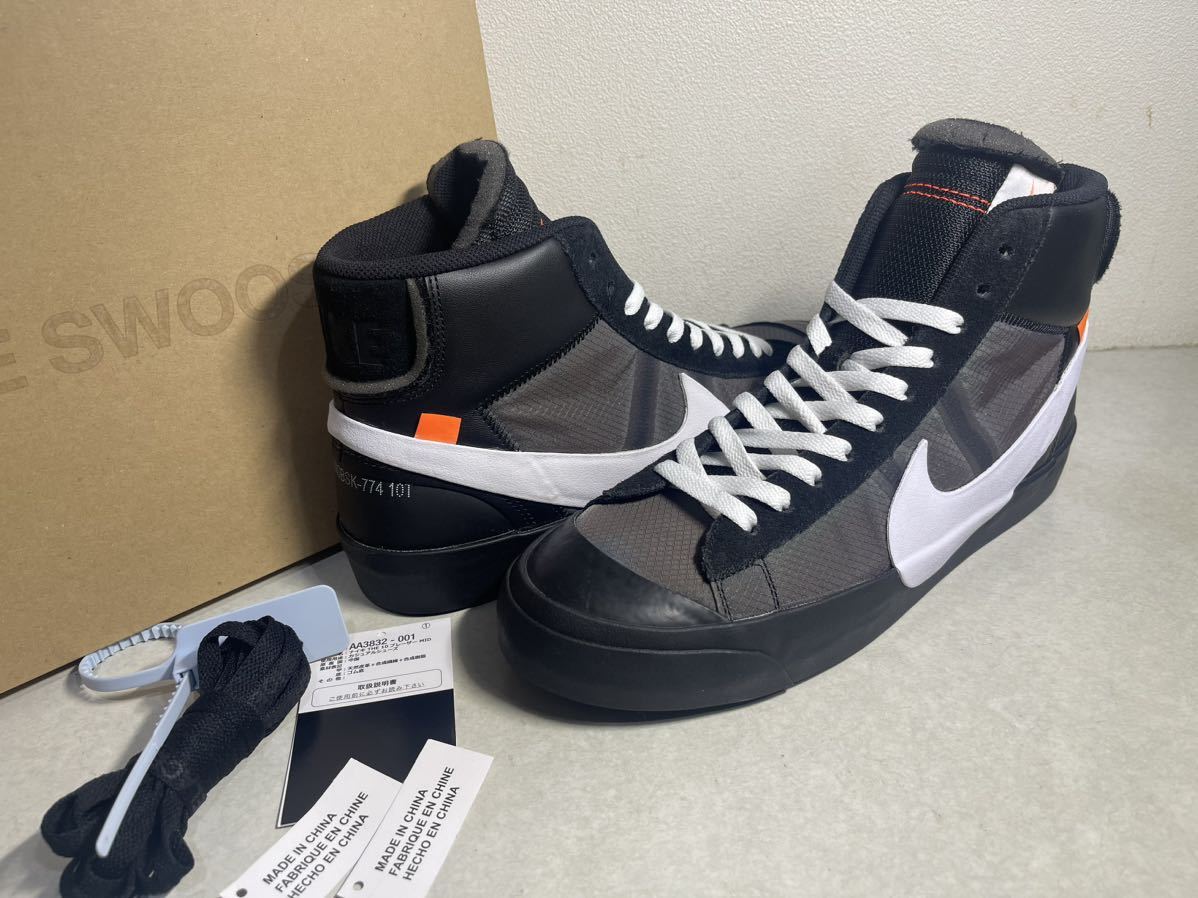 the 10 NIKE × OFF-WHITE BLAZER オフホワイト STUDIO MID BK 国内正規 未使用 US10.5 AA3832-001_画像1