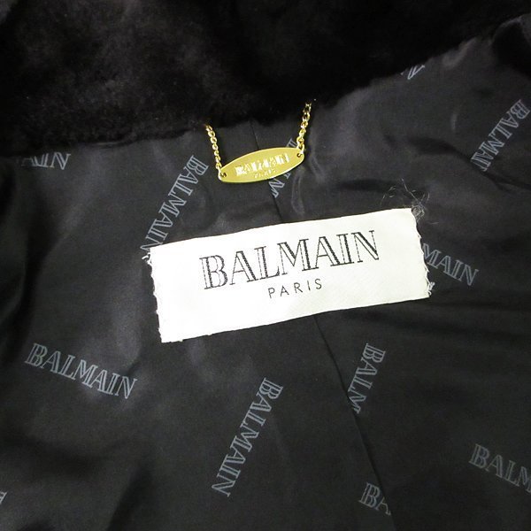 即決 新品同様　タグ付　定価128万円　BALMAIN バルマン　SAGA　MINK　金サガ 最高峰　総ロゴ入り　シェアードミンクコート☆ブラック_画像4