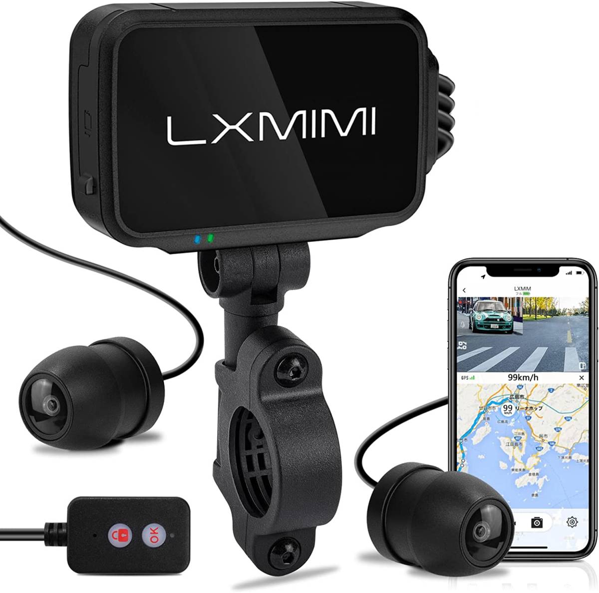 全体防水 オートバイ ドライブレコーダー 前後2台高性能カメラ LXMIMI GPS内蔵 バイク用ドライブレコーダー