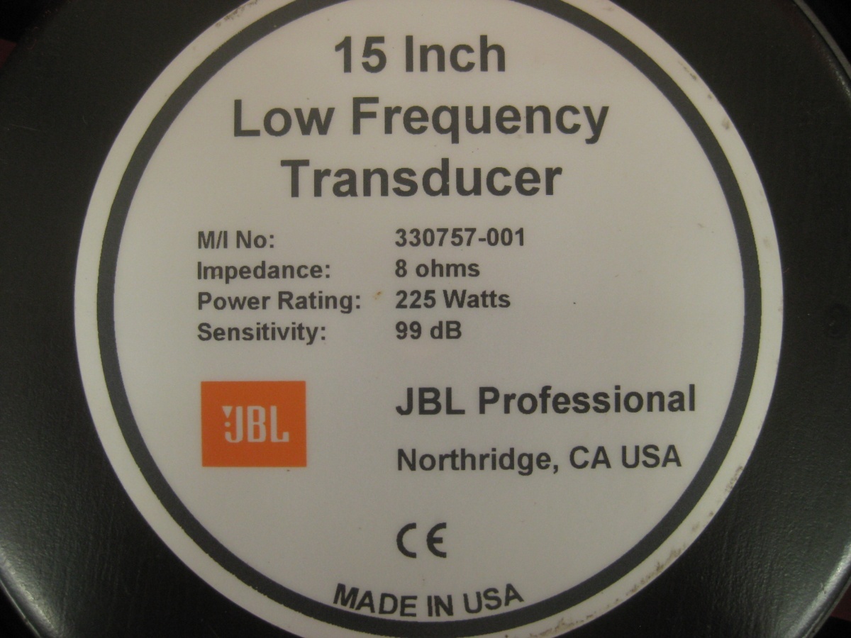 【ハッピー】JBL Professional 15インチ Low Frequency Transducer スピーカー 330757-001 151288 67-96091932 直径約38cm 8Ω 225W 99dBの画像3