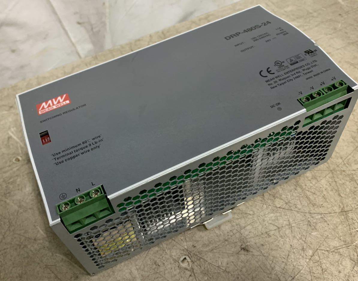 MeanWell DRP-480S-24 acdcコンバーター 直流安定化電源 スイッチング電源 AC100/200V→DC24V 動作確認