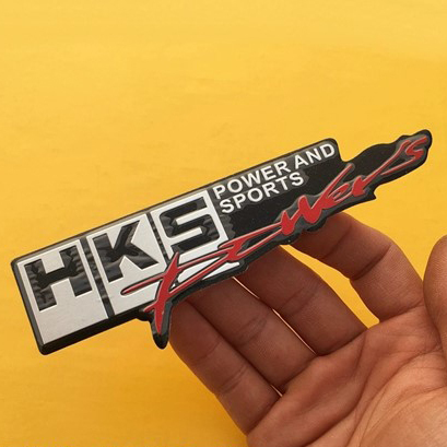 【ステッカー】 HKSアルミ エンブレム ステッカー HKS POWER AND SPORTS 3D レーシング アルミ製（送料無料！）_表面には保護フィルムが張られてます。