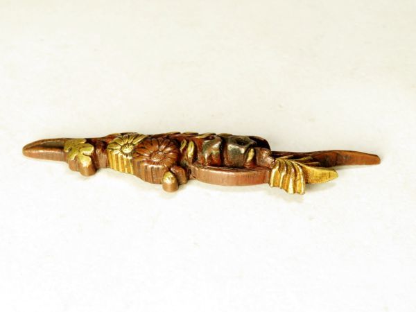 6510】堤物（江戸～明治）オリジナル 素銅 瓦 金具（初品・買取