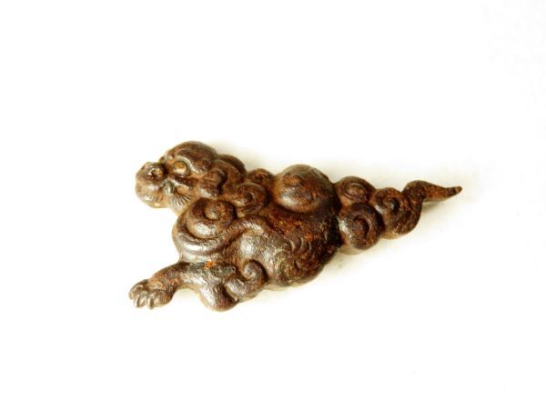 【6509】堤物（江戸～明治）オリジナル　鉄製　獅子　彫金　金具（初品・買取品）