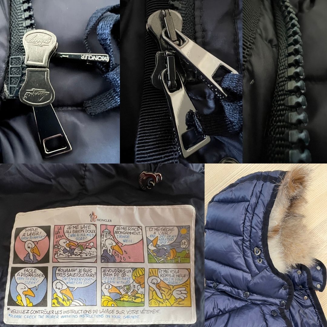 Sサイズ【未使用】MONCLER HERMIFUR エルミファー フォックスファー TG0　ネイビー　紺色　正規品　◆定価36万円◆　人気ダウンジャケット_画像7