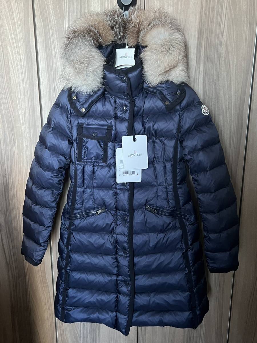 Sサイズ【未使用】MONCLER HERMIFUR エルミファー フォックスファー TG0　ネイビー　紺色　正規品　◆定価36万円◆　人気ダウンジャケット_画像1