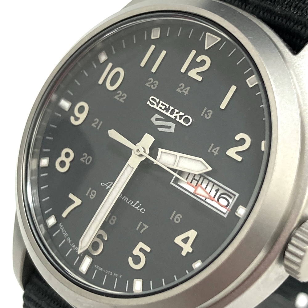 セイコー SEIKO 4R36-10A0 自動巻き 黒文字盤 メンズ 腕時計 ブラック 中古 かんてい局亀有店10220_画像5