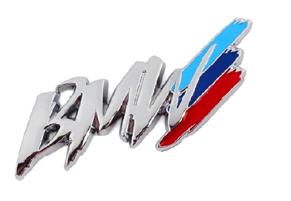 BMW Mスポーツ 流れ文字 3Dエンブレム シルバー ステッカー/デカール トランク/サイド/パネル/ドア等 M2/M3/M4/M5/M6/Z4M/X1/X2/X3/X4/X5等_画像1